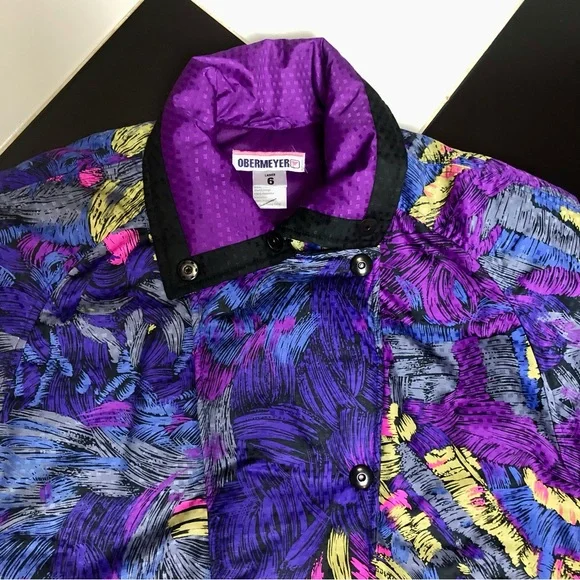 Vintage 80s 90s Obermeyer Renoir Ski Snowboard Jacket Coat Statement Colorful 6